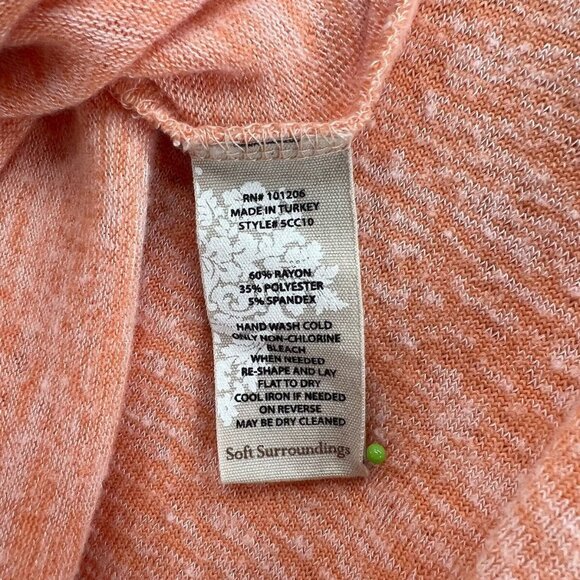 Soft Surroundings 1X Sweater Orange Peach V Neck Faux Wrap with Zipper - Picture 7 of 10